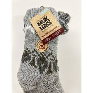 MUK LUKS Women's Cabin Socks Slip Resistant Outsole Gray 1 Pair Size S/M (5-7)